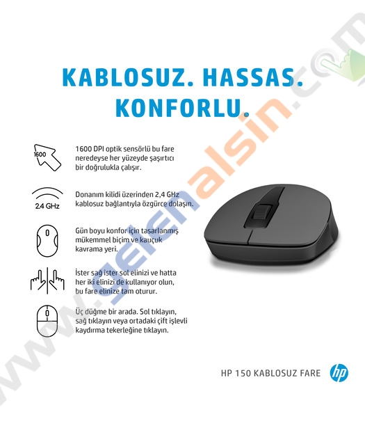 HP 150 2S9L1AA Optik Kablosuz Mouse