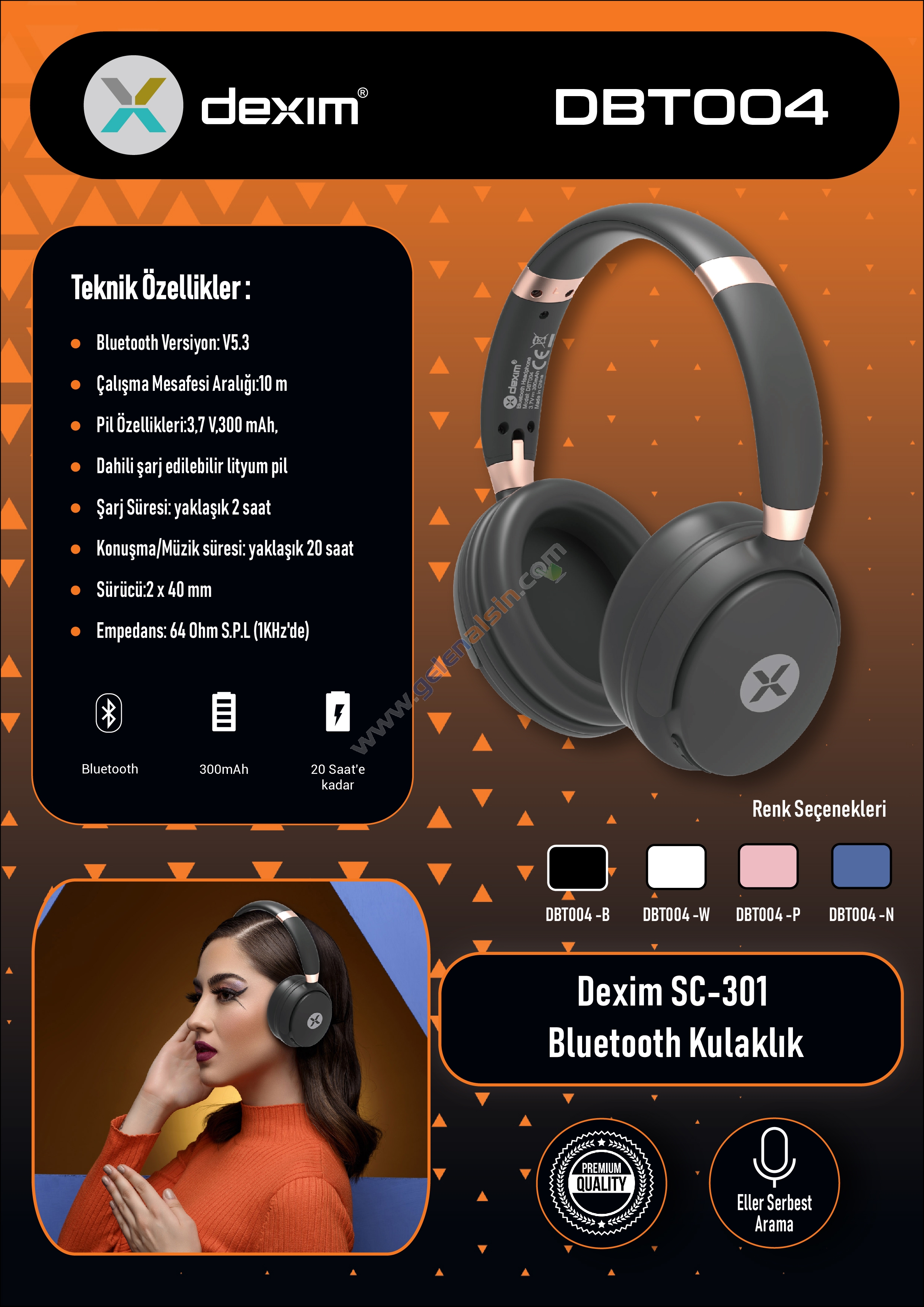 Dexim SC-301 Beyaz Kulak Üstü Bluetooth Kulaklık