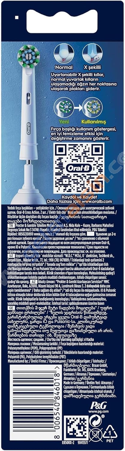 Oral-B Şarjlı Diş Fırçası Yedek Başlığı Cross Action X-Filament 2 li EB50RX